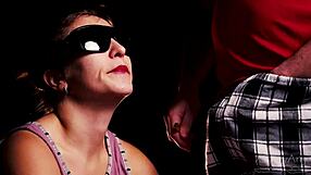 Think blindfolded girlfriend can taste friend's big cock right?