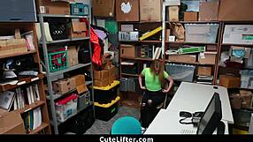 Shoplifting Teen Stripped Fucked Hard by Mall Cop in Garage