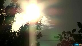 busty blondes brunette compete outdoors riding big cocks to first screaming orgasm