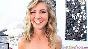 Petite blonde impaled on monster cock after sex interview!