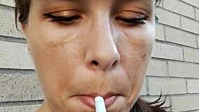 Kelly Kendricks Bares Massive Cleavage Smoking in Bright Sunlight