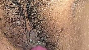 Up close interracial couple creampies hairy exotic housewife pussy