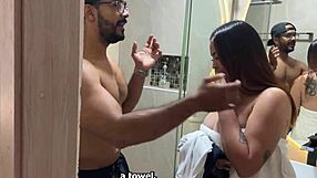 Busty babe yells at huge dick neighbor fix shower or fuck me now!