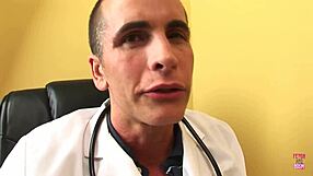 this gorgeous tattooed brunette patient in heels gets bent over and roughly fucked by the doctor in hospital