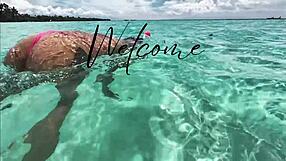 exotic petite teen in lingerie reaches duplex orgasm with daddy figure in tropical skyscraper suite