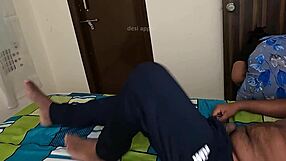 dorm boy's throbbing cock explodes from maid's teasing handjob grip