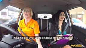 Blonde performs muff diving to pass driving test