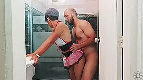 stepsister scrubs bathroom while i bathe... ends in steamy fuck