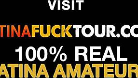 Throat-fuck curvy latina slut until she squirts from first anal