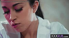 sophia west squirms under alex coal's teasing lesbian massage fingers