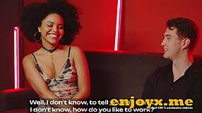 Steaming brunette blows cock in kitchen while getting pounded!