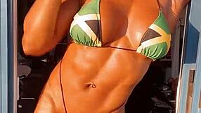 Erotic Muscular Female Bodybuilder Babe FBB Flexes Hot 27