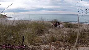 french milf teacher slurps stranger cock on nude beach till cumshot