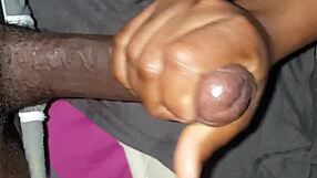 Teen Jerks Ebony Monster Cock Close-Up Cumshot