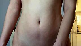 Step Sis Strips Petite Shaved Pussy Fingers Dildo Orgasm in Front!