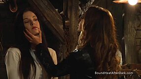 Whoa, check this busty lesbian slave getting groped and stripped bare!