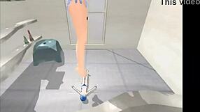 MMD fetish misadventures unfold in steamy bathroom scene