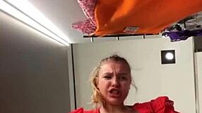 Teen BBW Blonde Fucks Deep in Public Changing Room