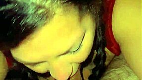 Quick blowjob turns into sloppy deepthroat with curvy brunette milf