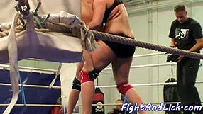 Busty Beauties Wrestle Naked Bodies Slick in Steamy Ring