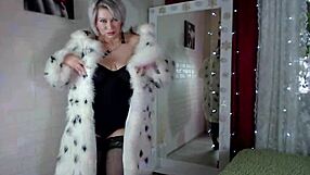 damn this mature bitch in her sexy fur coat is puttin on a wild solo pussy toy show with big natural tits bouncin