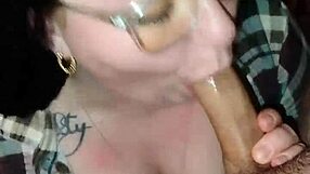 while hubby's gone i choke gag on big cock then creampie my slut pussy