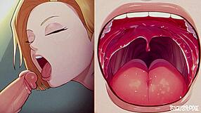 android 18 deepthroats cock like a pro slut!