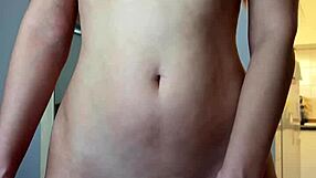 Step Sis Strips Petite Shaved Pussy Fingers Dildo Orgasm in Front!