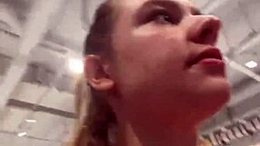 Teen BBW Blonde Fucks Deep in Public Changing Room