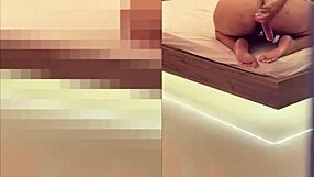 secretly stroking my cock watching busty milf masturbate her shaved ass unaware