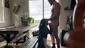 Amateur Latina Takes Anal Creampie Doggystyle After Deepthroat in All Holes