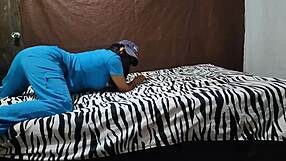 sexy latina milf mother-in-law airs out big pussy stench on bed waiting for nurse shift homemade