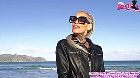 blonde tattoo milf picked up on beach