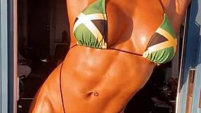 Erotic Muscular Female Bodybuilder Babe FBB Flexes Hot 27