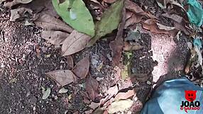 brazilian skinny teen bent over outdoor doggystyle by big black cock then quick cum