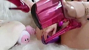 latina squirts hard shoving dildo deep in ass and vibrator pussy