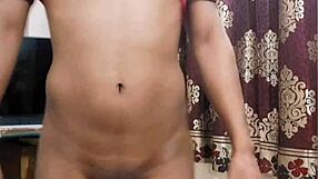 small clitty femboy flexes workout skills on boyfriend's video call