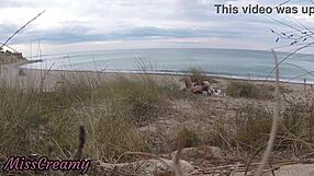 french milf teacher slurps stranger cock on nude beach till cumshot