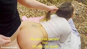 Busty Flexible Teen Fucked Rough Outdoors in Cowgirl Position