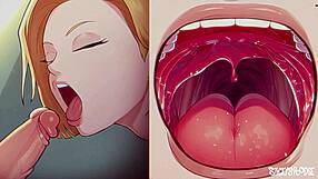 android 18 deepthroats cock like a pro slut!