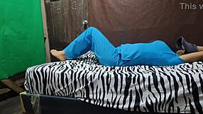 sexy latina milf mother-in-law airs out big pussy stench on bed waiting for nurse shift homemade