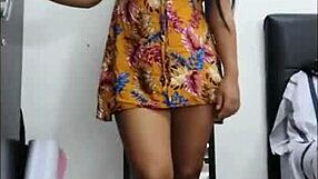 she models tall heels in short dress flashing her sweet wet college panties