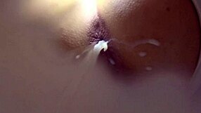 Anal Milk Enema Pisses from BBW Gaping Asshole in Public Toilet