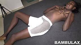 EbonY Teen Bent Over for Creampie Doggystyle Pounding