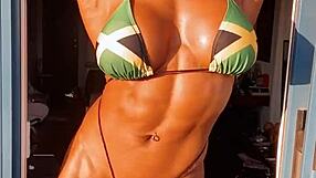 Erotic Muscular Female Bodybuilder Babe FBB Flexes Hot 27