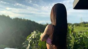 Petite Latina Skinny Pounds Cameraman's Huge Cock Poolside Cowgirl