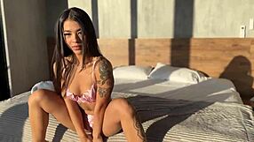 Petite Latina Skinny Pounds Cameraman's Huge Cock Poolside Cowgirl