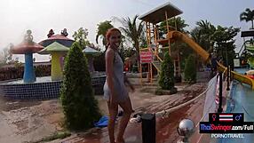 Asian Teen Girlfriend Pool Play Leads to Bent Over Shower Doggystyle