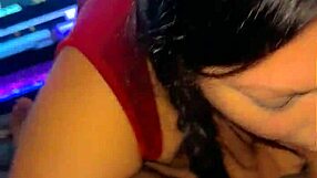 Quick blowjob turns into sloppy deepthroat with curvy brunette milf