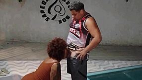 tanned wife screams as she fucks poolside for cuckold husband and neighbors